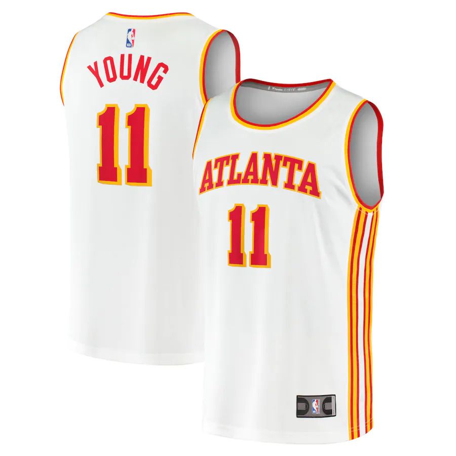 Men Atlanta Hawks #11 Trae Young Fanatics Branded White Fast Break Player NBA Jersey
